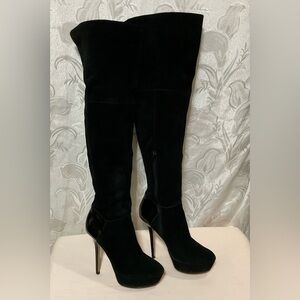 Steve Madden Black Suede Thigh High Stiletto Boots Size 8.5
